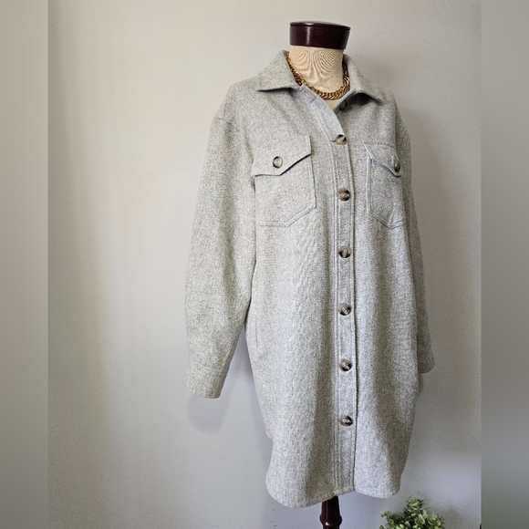 GENTLE FAWN Heather Grey "Kyleen" Wool Blend Sweater Jacket. Size Small - Picture 3 of 15